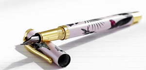 pink and gold fountain pen